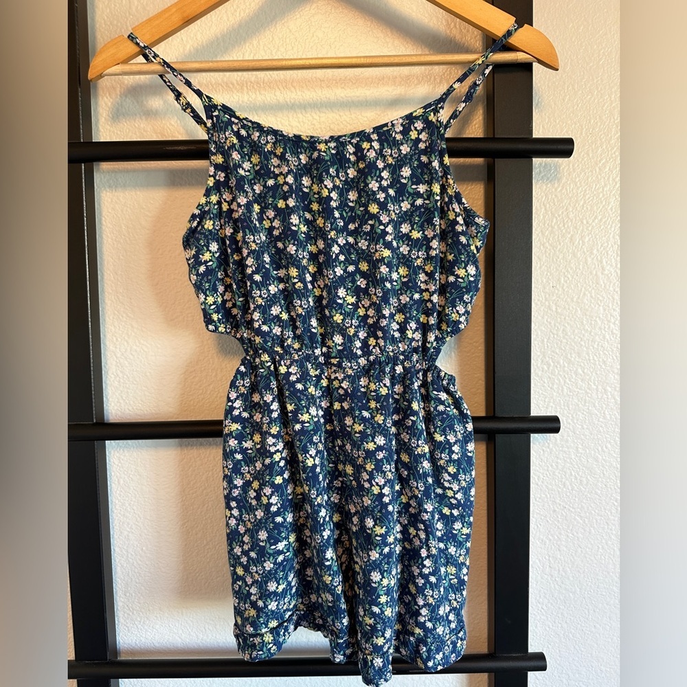Floral Blue Sleeveless romper